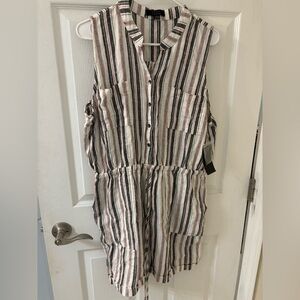 Striped Sleeveless Button-Down shorts‎